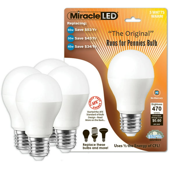 Clear Replacing Old 2 Piece Hot 60W Incandescent Bulbs MiracleLED 604401 Miracle Almost Free Energy Passionate Emotion Intensity LED Light 2 Pack 